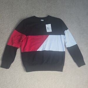 Zyia Active Red & Black Colorblock Oversized Crewneck Sweatshirt Size Small